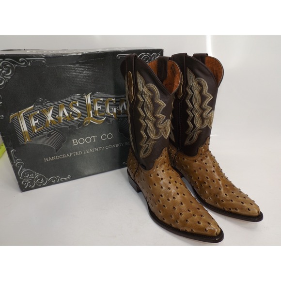 Texas Legacy Boot Co.Full Leather Ostrich Print Cowboy Boots - Men's size 12